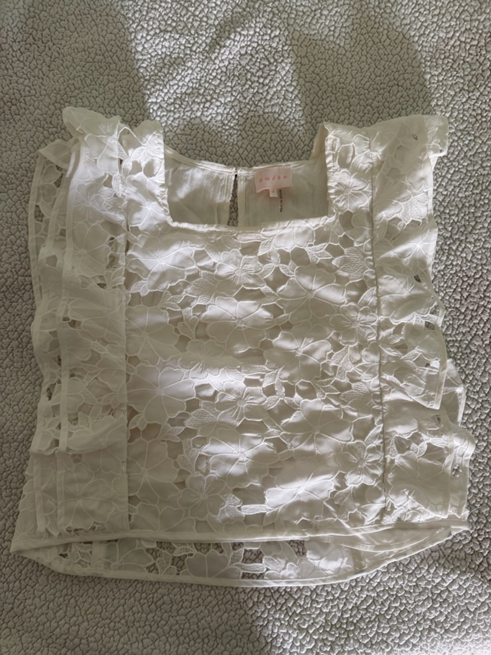 Soft White Lace Ruffle Women’s Top